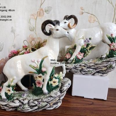tượng dê tài lộc, tượng sứ, tượng trang trí, tượng sân vườn, tượng trung quốc